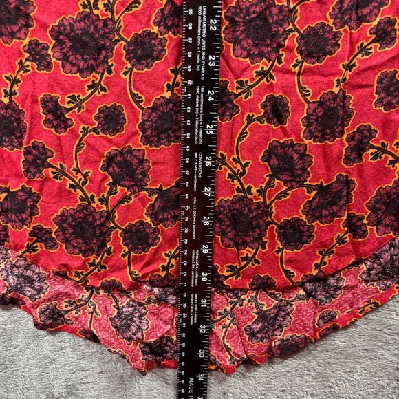 Free People Women Mia Floral Print Tie Neck Tunic Boho Rust Orange Large D127 - Picture 7 of 11